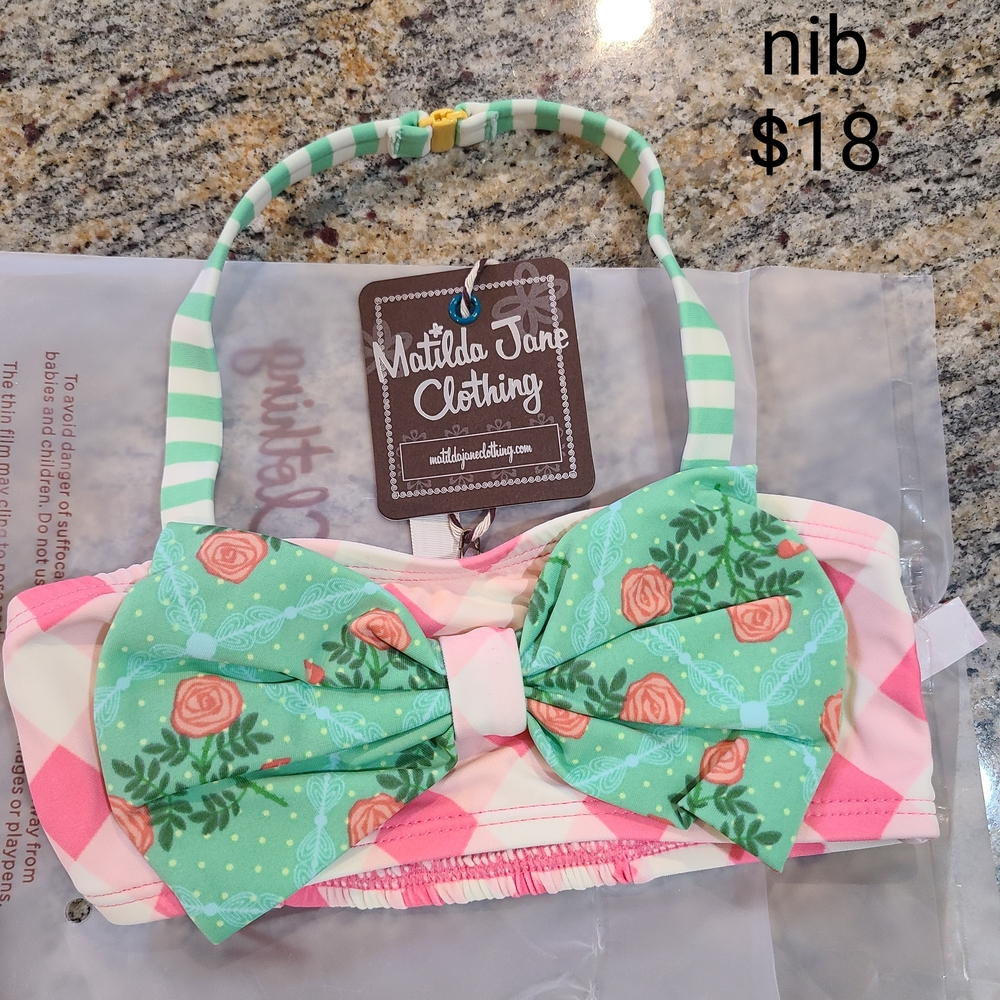 Matilda Jane Kids Floral Bow Headband - Green and Pink